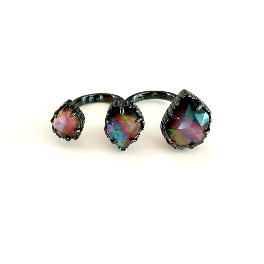 Kendra Scott Naomi Double Ring - Gunmetal + Black Mother-of-Pearl